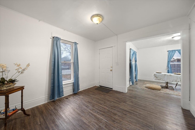 foyer featuring dark hardwood / wood-style flooring and a wealth of natural light