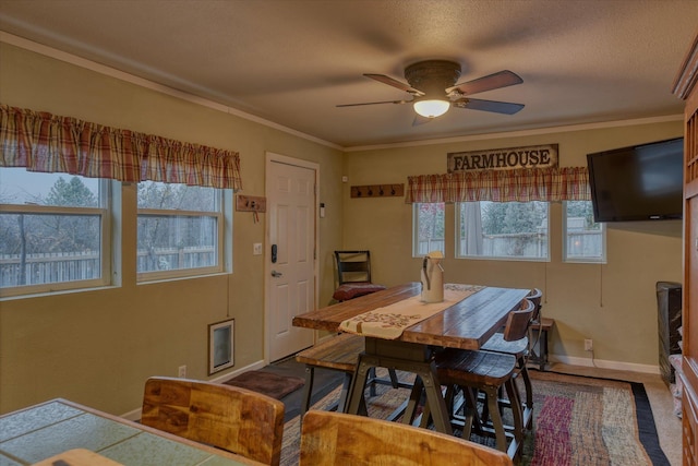 living room with a healthy amount of sunlight, a wood stove, and light carpet