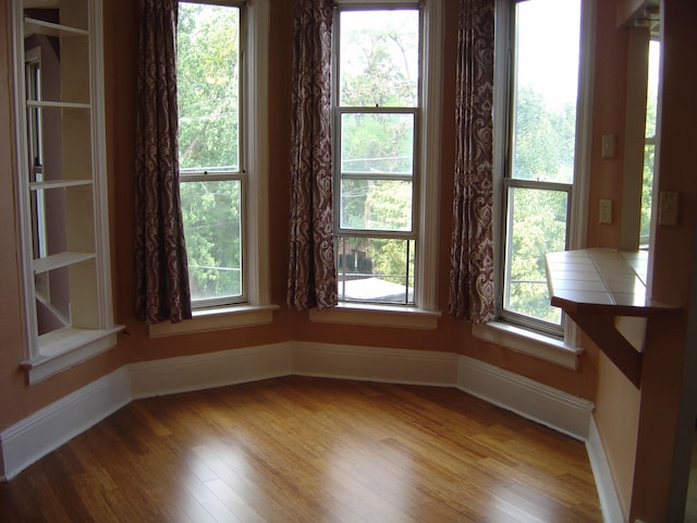 unfurnished dining area featuring hardwood / wood-style floors