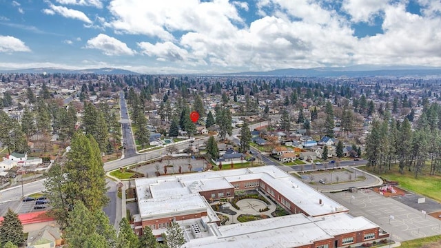 aerial view with a mountain view