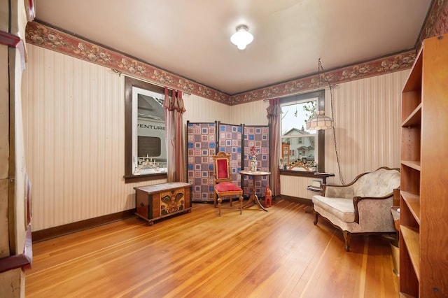 living area featuring hardwood / wood-style flooring