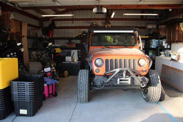 garage with a garage door opener