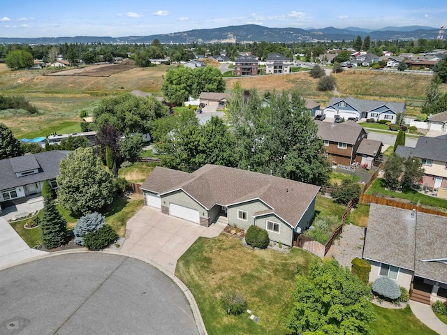 aerial view with a mountain view