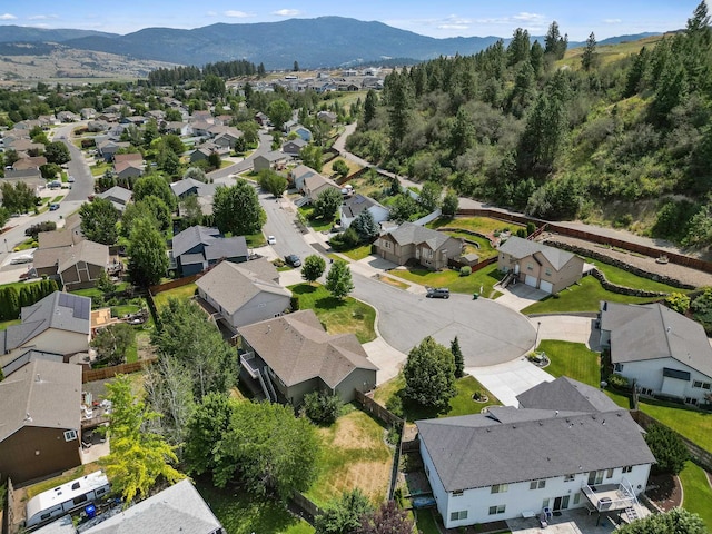 bird's eye view with a mountain view