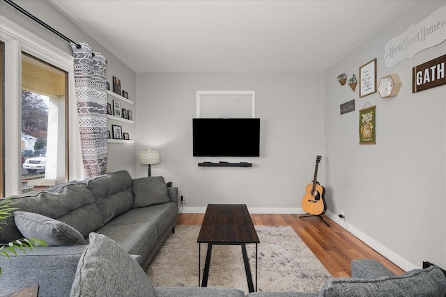 living room featuring light wood-type flooring