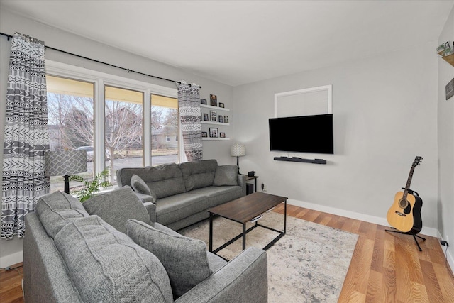 living room with hardwood / wood-style flooring