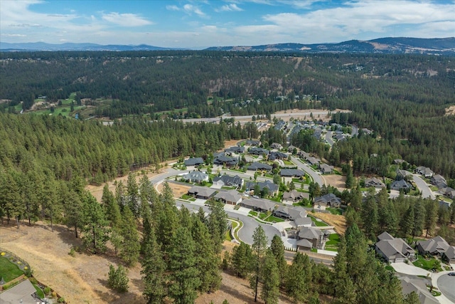 drone / aerial view featuring a mountain view