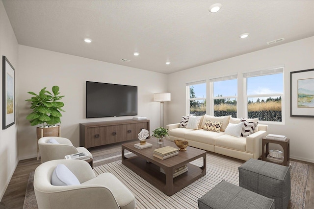 living room featuring wood-type flooring