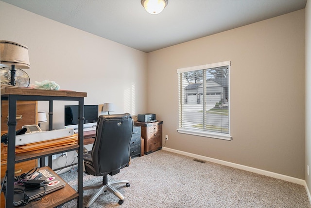 view of carpeted office