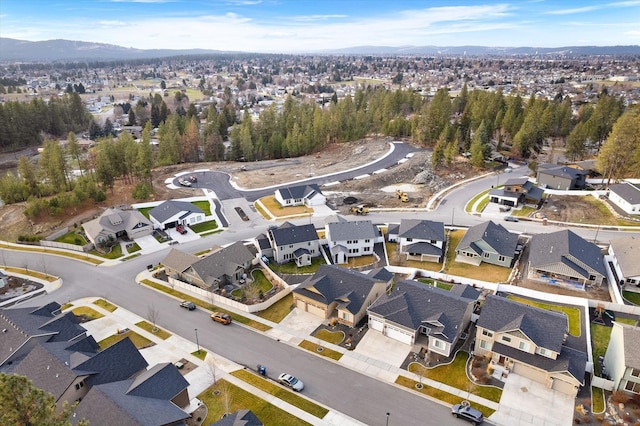 bird's eye view featuring a mountain view