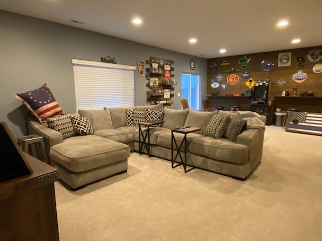 view of carpeted home theater