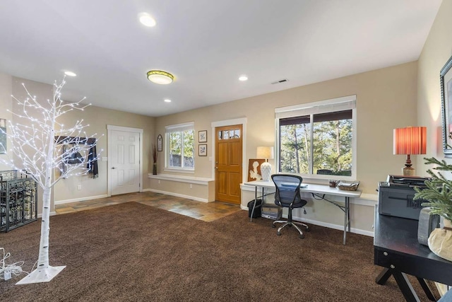 12507 N Cherokee Dr, Newman Lake, WA 99025 - office with carpet, baseboards, and recessed lighting