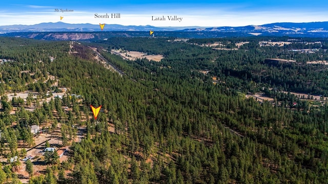 birds eye view of property with a mountain view