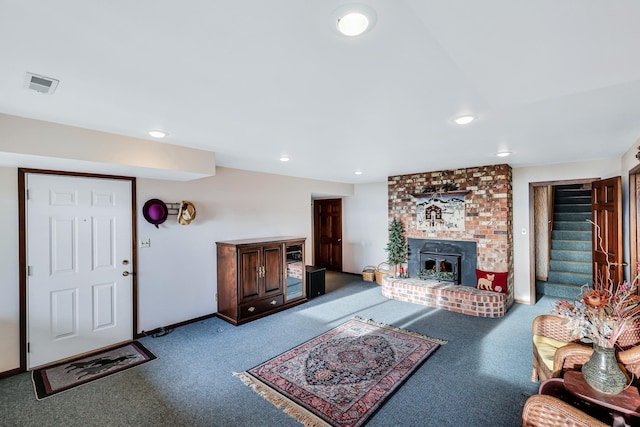 living room with carpet floors