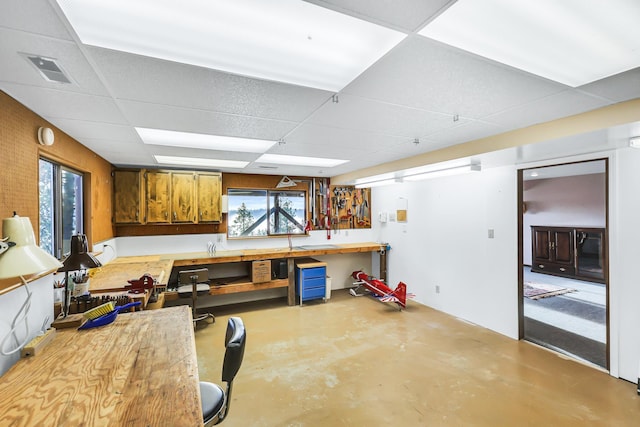 kitchen with a paneled ceiling