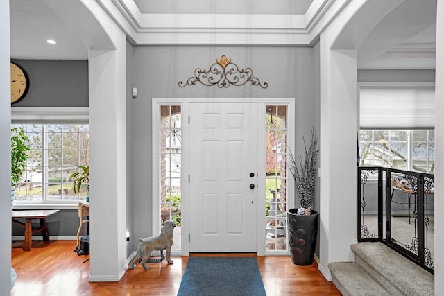 entrance foyer with hardwood / wood-style flooring