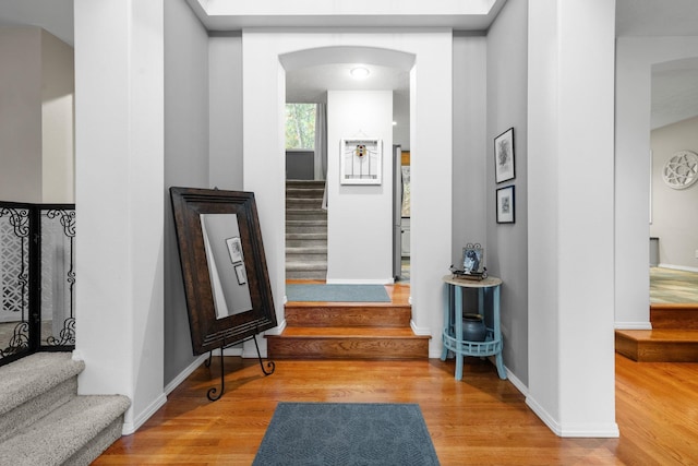 corridor featuring light wood-type flooring