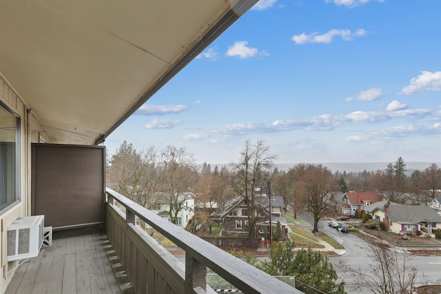 balcony with a wall mounted air conditioner