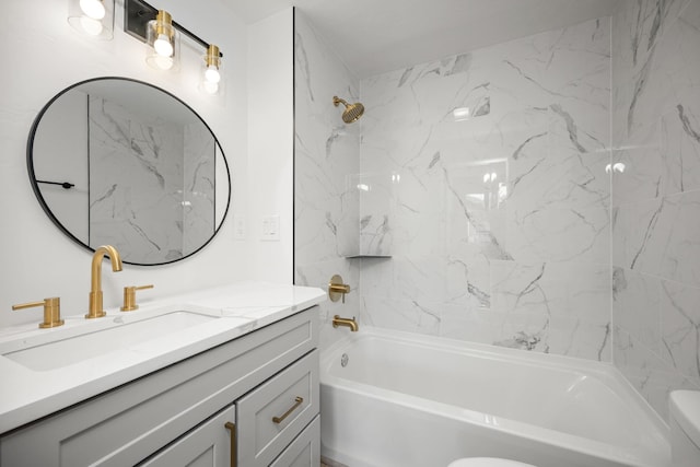 full bathroom featuring vanity, toilet, and tub / shower combination