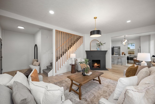 living room featuring light hardwood / wood-style floors