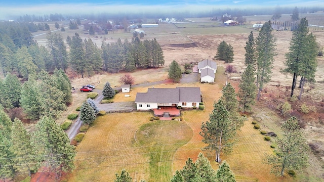 aerial view featuring a rural view