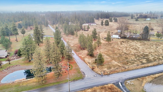 birds eye view of property featuring a rural view