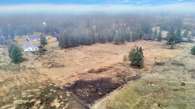 birds eye view of property with a rural view