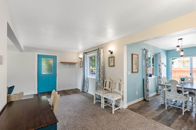 interior space featuring dark hardwood / wood-style flooring and a healthy amount of sunlight