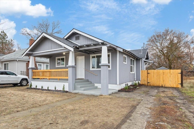 bungalow-style house featuring covered porch