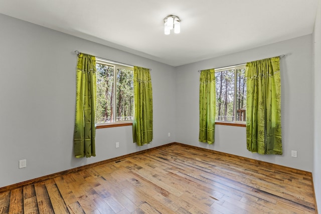 empty room with light hardwood / wood-style floors and a wealth of natural light