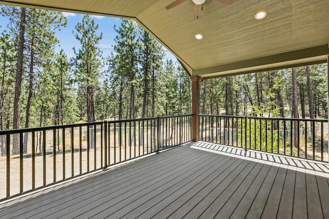 deck featuring ceiling fan