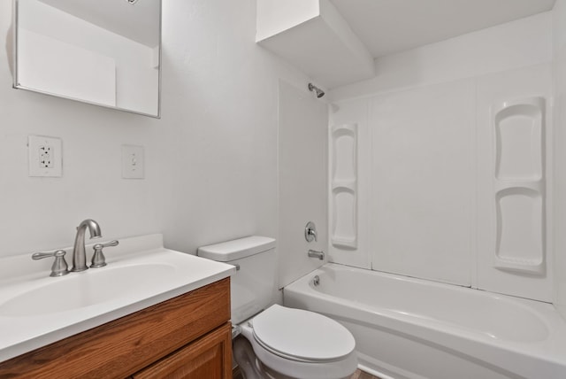 full bathroom featuring shower / bathing tub combination, vanity, and toilet