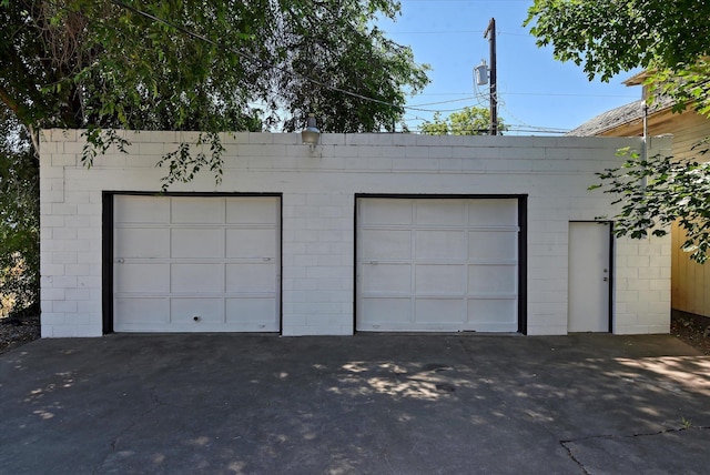 view of garage