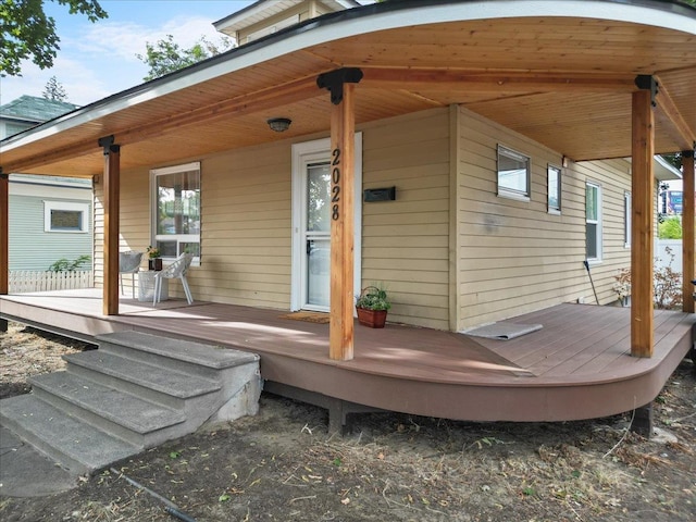 deck featuring a porch