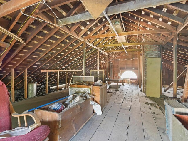 view of unfinished attic