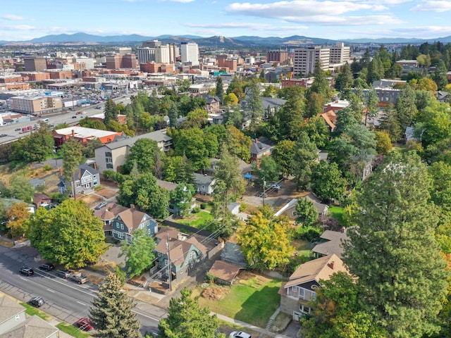 aerial view with a mountain view