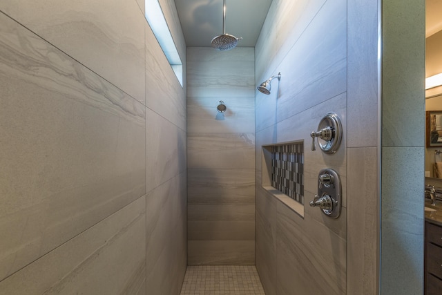 interior space with a tile shower