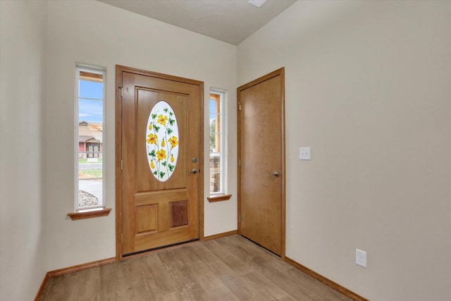 entrance foyer with light hardwood / wood-style flooring