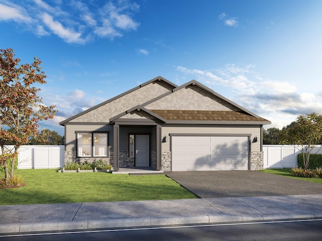 craftsman-style home with a garage and a front yard