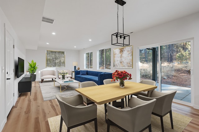 kitchen with pendant lighting, a center island, sink, light wood-type flooring, and appliances with stainless steel finishes