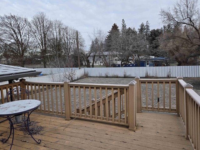 wooden terrace featuring a fenced backyard