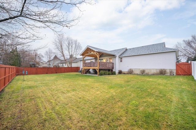 view of yard with a deck