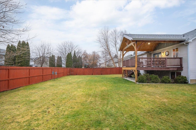 view of yard with a deck