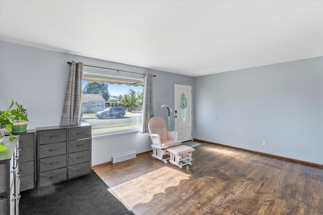 sitting room featuring dark hardwood / wood-style floors