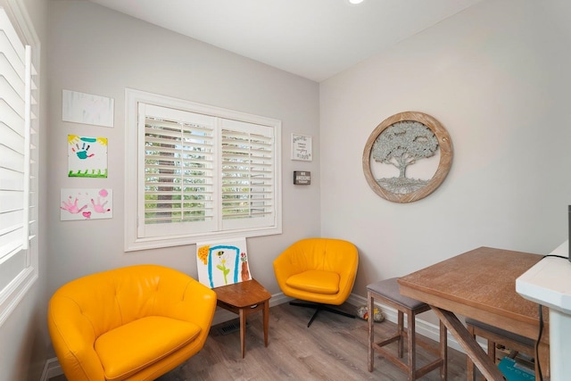 living area featuring hardwood / wood-style flooring