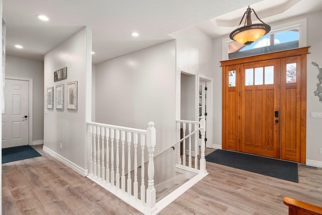 foyer entrance featuring light hardwood / wood-style floors