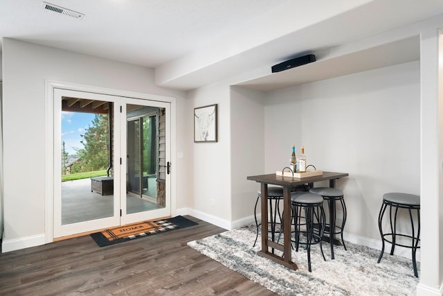 interior space featuring dark hardwood / wood-style floors