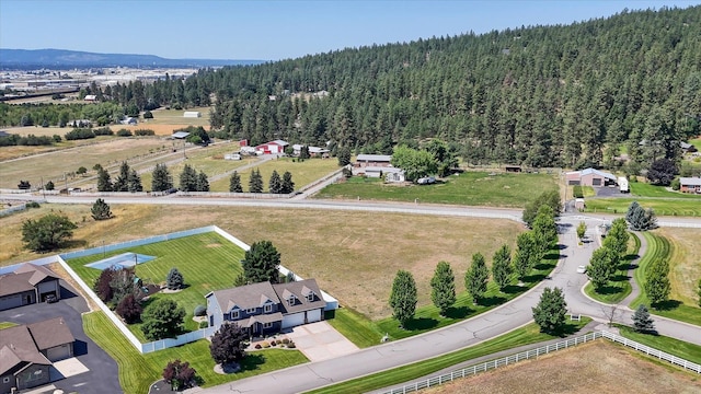 drone / aerial view featuring a mountain view