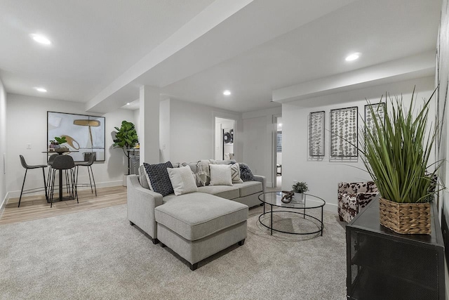 living room featuring light hardwood / wood-style floors