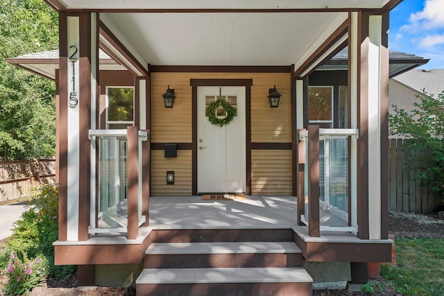 entrance to property with covered porch